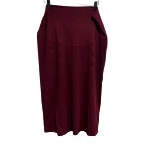 Old Navy Maternity Burgundy Midi Ribbed Pencil Skirt High Waist